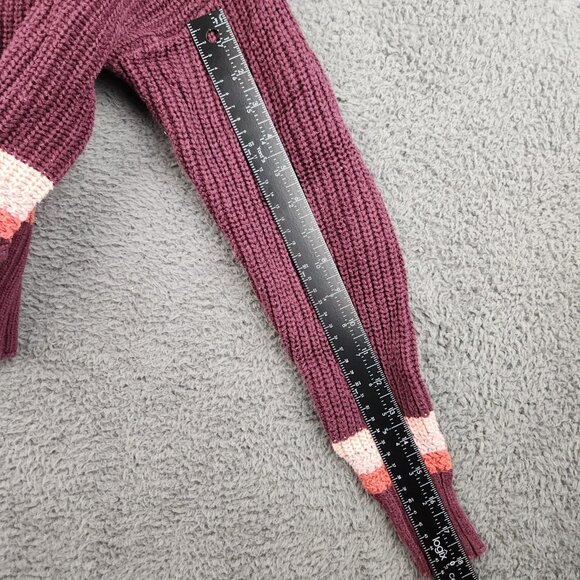 Women's Cropped Boxy Oversized Cardigan Sweater Extra Small Burgundy Y2K Preppy - Picture 8 of 11